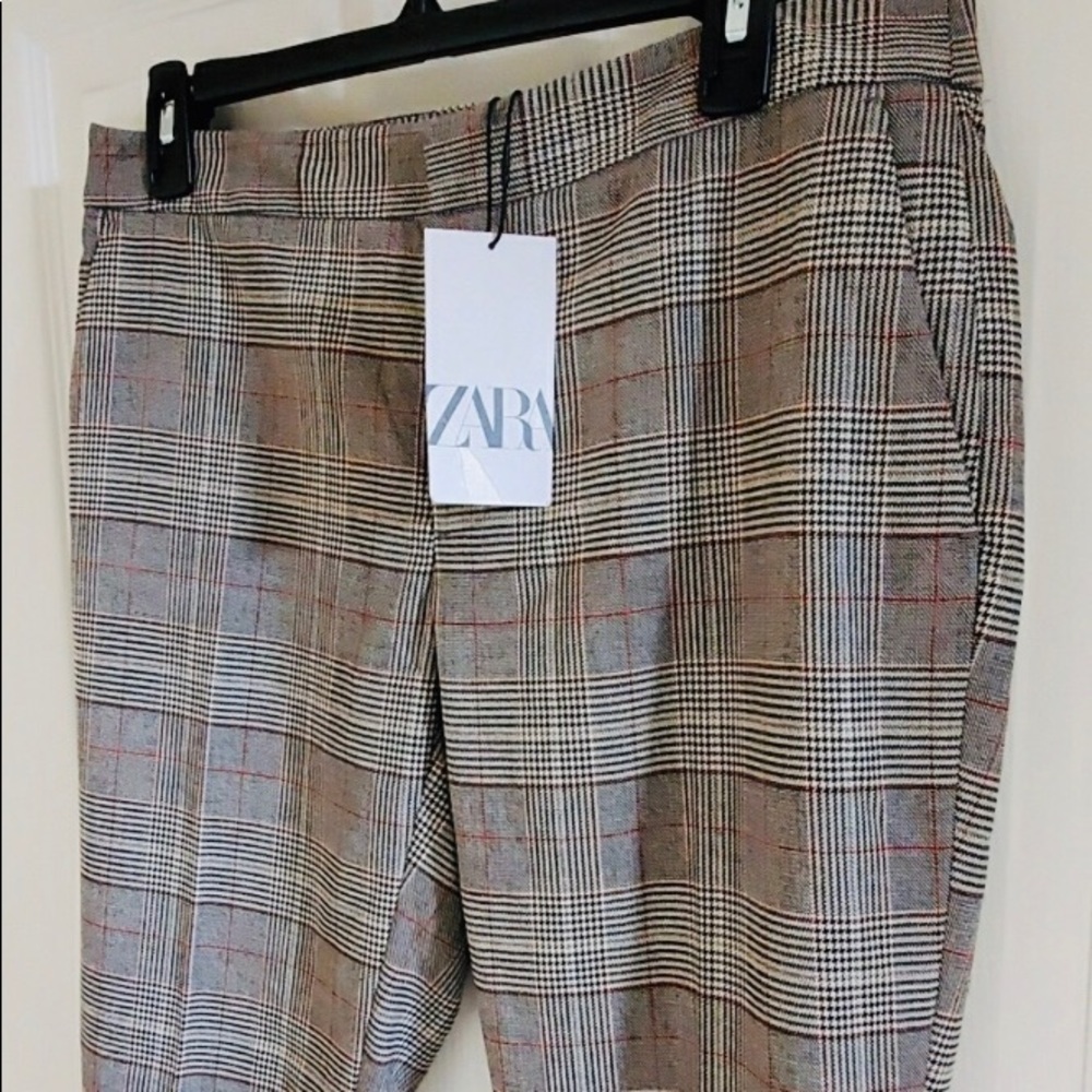 Zara’s pencil thin plaid pants